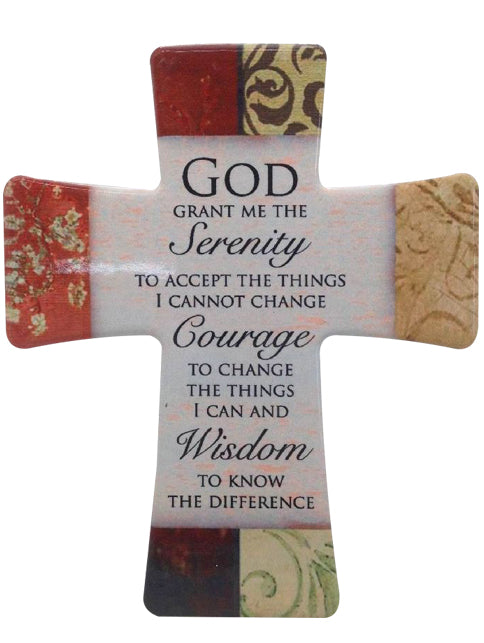 Cross - Standing / Hanging Cross - God Serenity Courage Wisdom (porcelain)