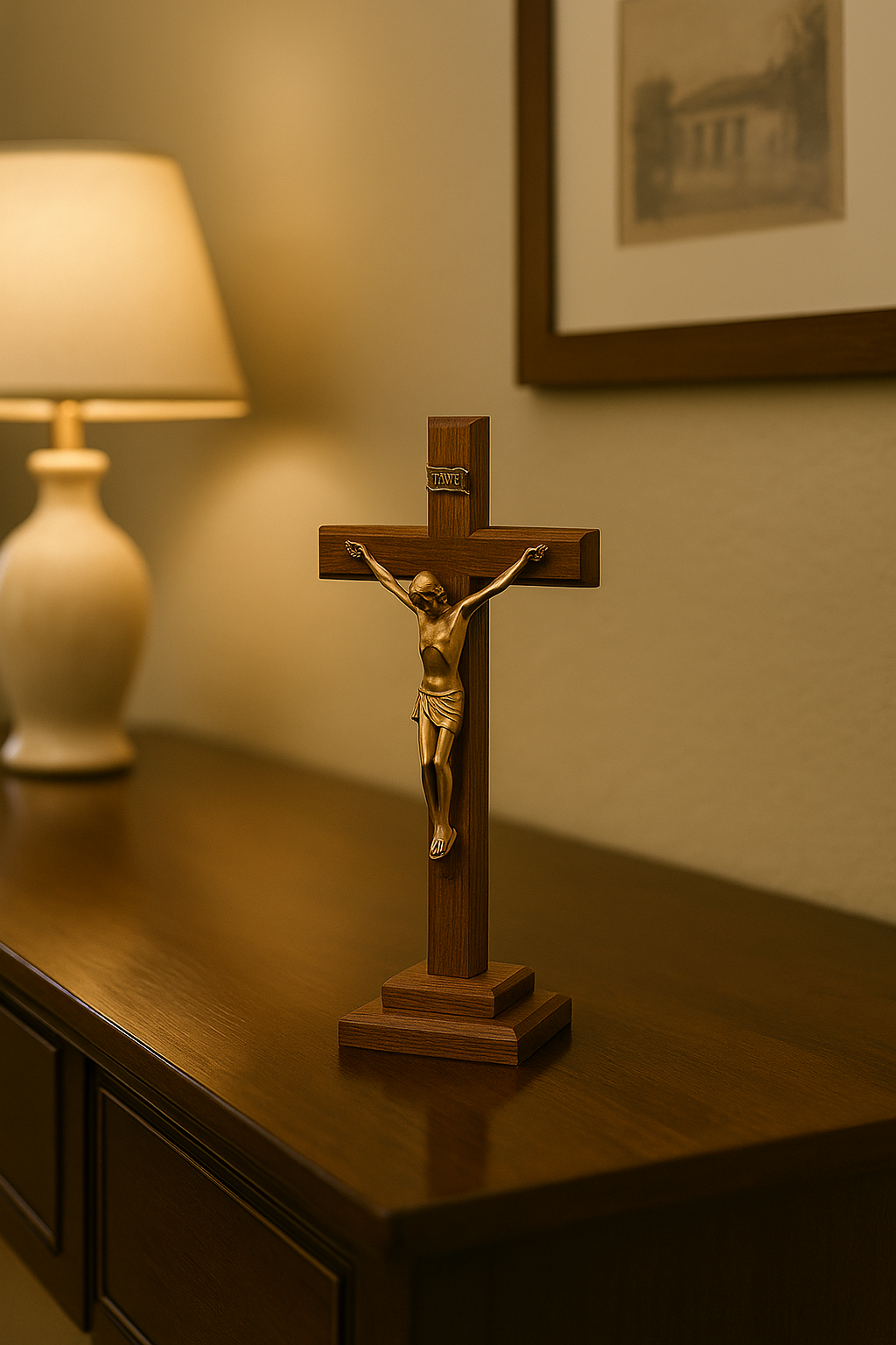 Crucifix - Standing Crucifix (wooden with plastic base)