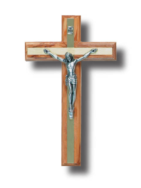 Crucifix 20 - Wall Crucifix - Olive Wood (metal with wooden base)