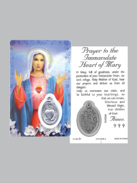 Laminated Card and Medal - Sacred Heart of Mary