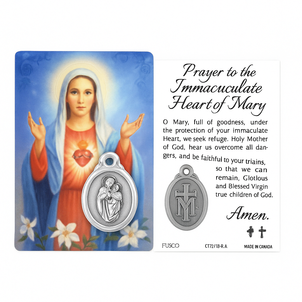 Laminated Card and Medal - Sacred Heart of Mary