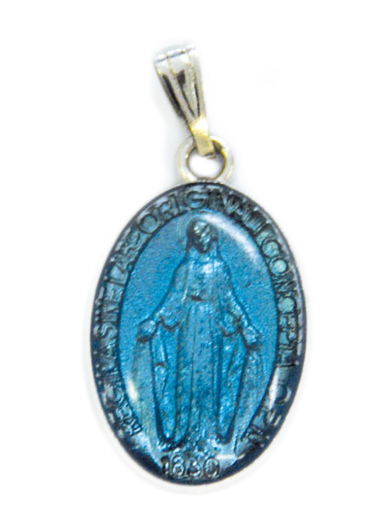 Devotional Religious Medal - Miraculous - Our Lady of Grace (blue enamel)