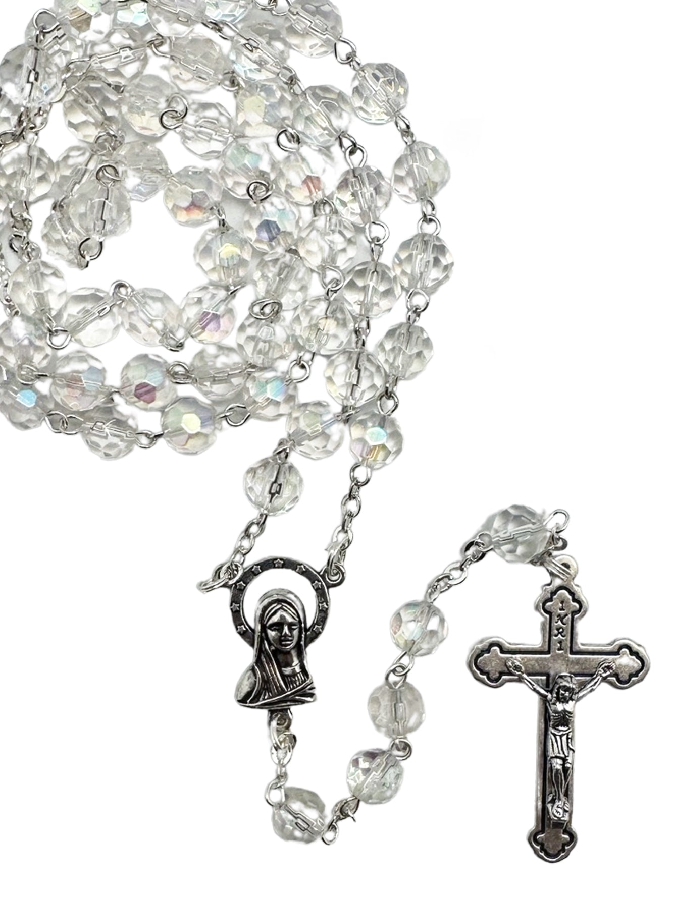 Rosary - (Glass) - Aurora Borealis - Crystal - (6mm round beads)
