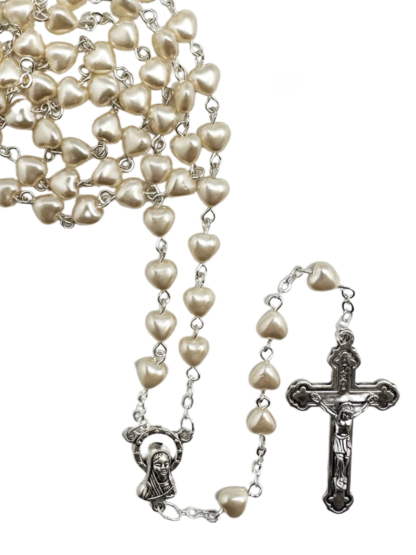 Rosary - Immitation Mother of Pearl (Heartshape)