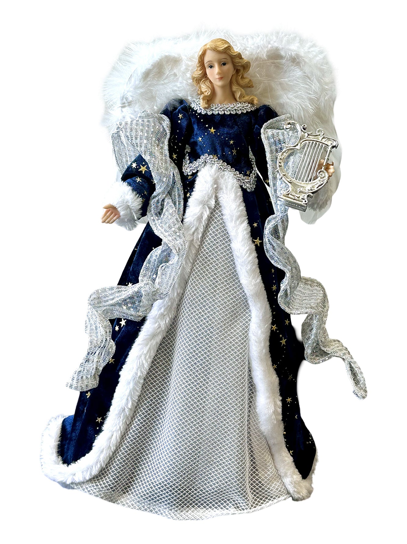 Blue Angel (Resin and Fabric) - Christmas Tree Topper - (400mm High)