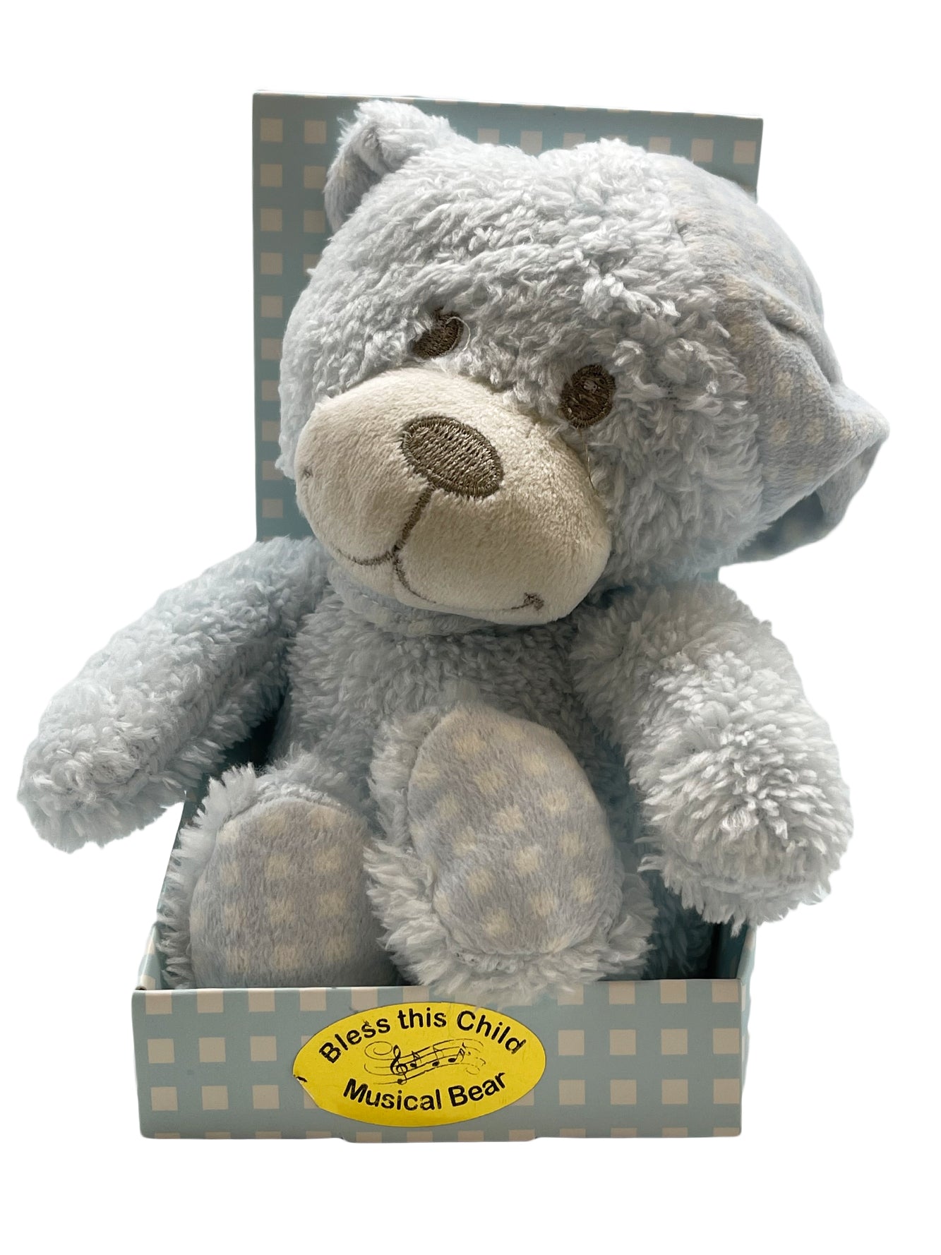 Plush Toy - Bear (Blue) "Bless this Child" - With Music (15cms high)