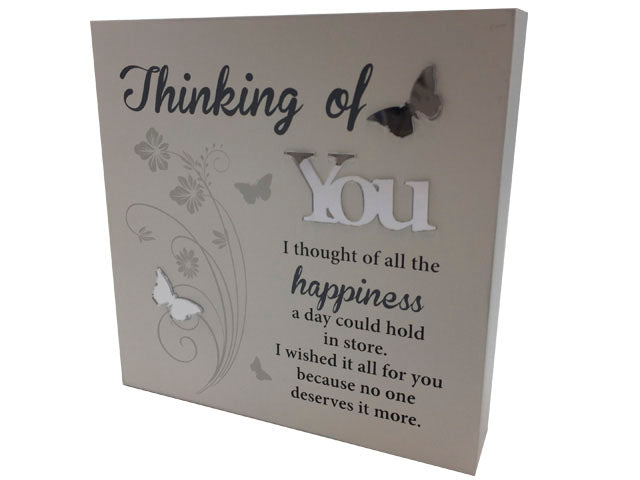 Wooden Block Art - "Thinking Of You" - Free Standing or Wall Mounted (190 x 190mm)