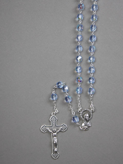 Rosary (Crystal) - Aurora Borealis - Blue (7mm Beads)