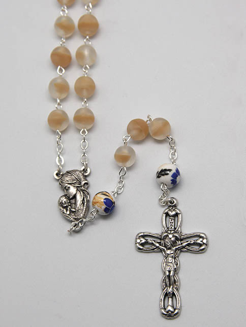 Rosary - Frosted Glass Rosary (beige)