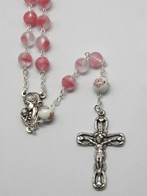 Rosary - Frosted Glass Rosary (pink)