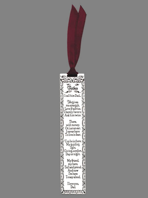 Bookmark (Metal) with gift tag - "Father, I call him dad he gives me strength" (90x20mm)