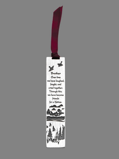 Bookmark (Metal) with gift tag - "Brother, Over Time We Have Laughed" (90x20mm)