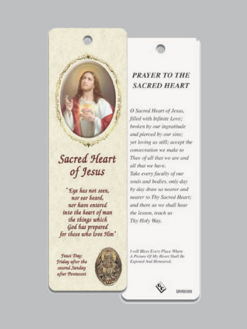 Laminated Bookmark (with Medal) - Sacred Heart of Jesus (155x45mm)