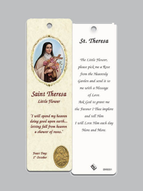 Laminated Bookmark (with Medal) - St Theresa (155x45mm)