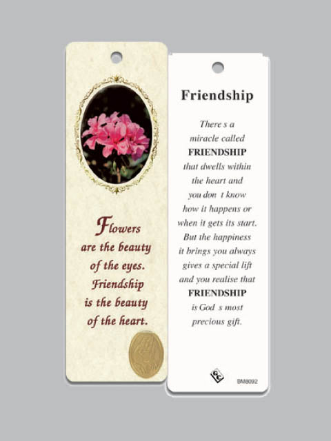 Laminated Bookmark (with Medal) - Friendship is the Beauty of the Heart (155x45mm)
