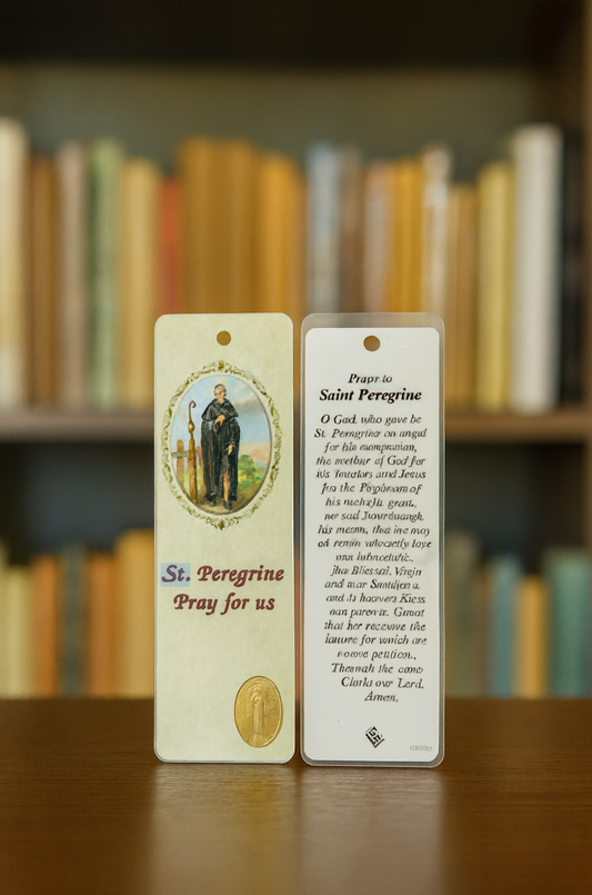 Laminated Bookmark (with Medal) - St Peregrine (155x45mm)