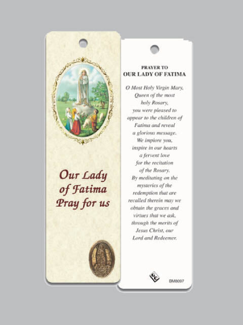Laminated Bookmark (with Medal) - Our Lady of Fatima (155x45mm)
