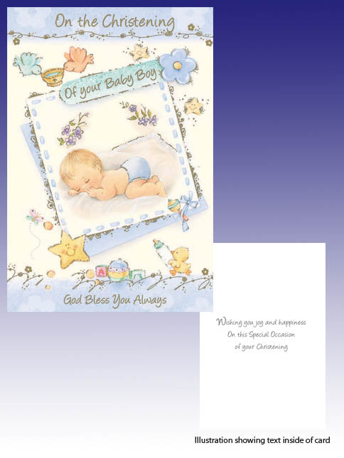 Christening Card - "On the Christening of your Baby Boy" (110 x 190mm)
