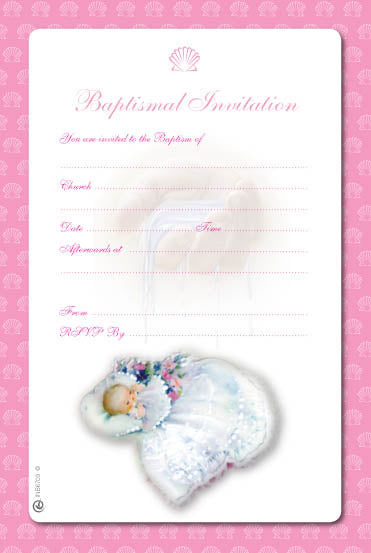 Baptism - Invitational Set - Girl Pink - 20 Sheets and envelopes - (130 x 195mm)