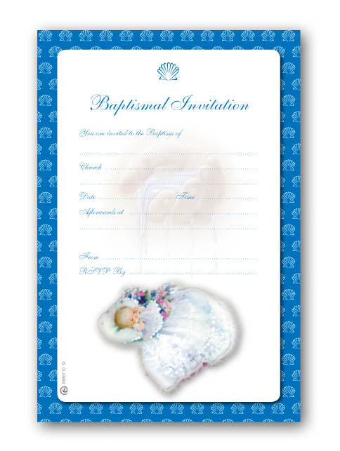 Baptism - Invitational Set - Boy Blue - 20 Sheets and envelopes - (130 x 195mm)