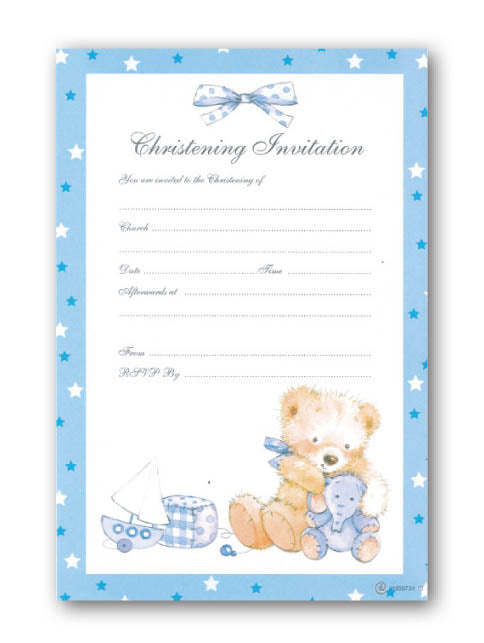 Christening - Invitational Set - Boy Blue - 20 Sheets and envelopes - (130 x 195mm)