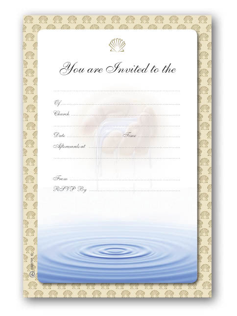 Christening - Invitational Set - Generic Water drops - 20 Sheets and envelopes - (130 x 195mm)