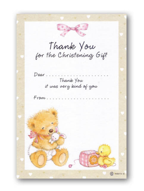 Christening - Thank You Set - "Thank You For The Christening Gift" - 20 Sheets and envelopes - (130 x 195mm)