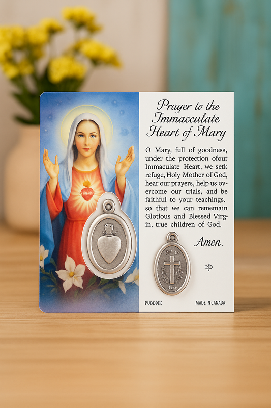 Laminated Card and Medal - Sacred Heart of Mary