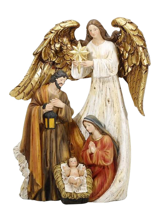 Statue (Resin) - Angel Nativity Scene - (305x225x140mm)