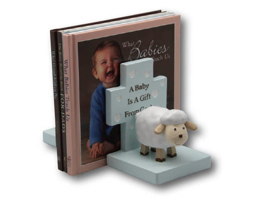Bookends - Blue - "A Baby is a Gift" (213x98x135mm)