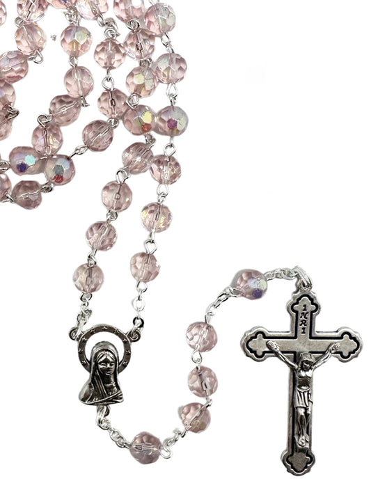 Rosary - Glass Aur Bor Rosary (pink)