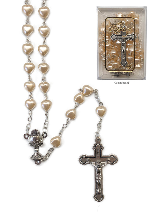 Rosary - Communion - Heartshaped Beads