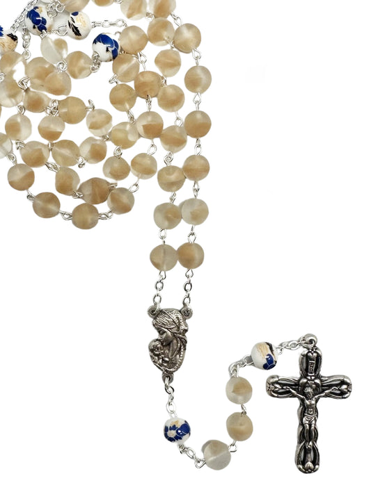 Rosary - Frosted Glass Rosary (beige)