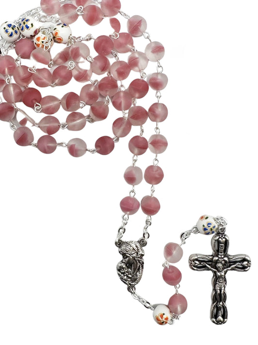 Rosary - Frosted Glass Rosary (pink)