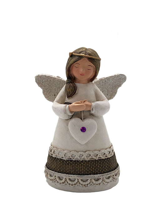 Statue - Little Blessing Angel - Dark Amethyst Stone (105mm tall)