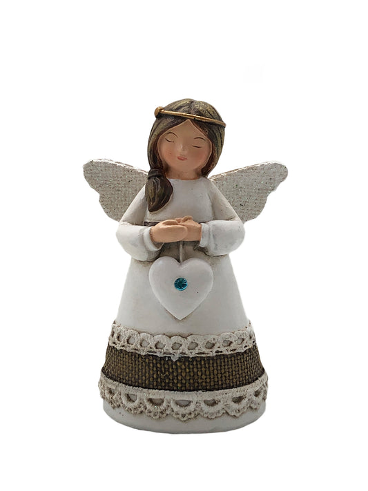 Statue - Little Blessing Angel - Aquamarine Stone (105mm tall)