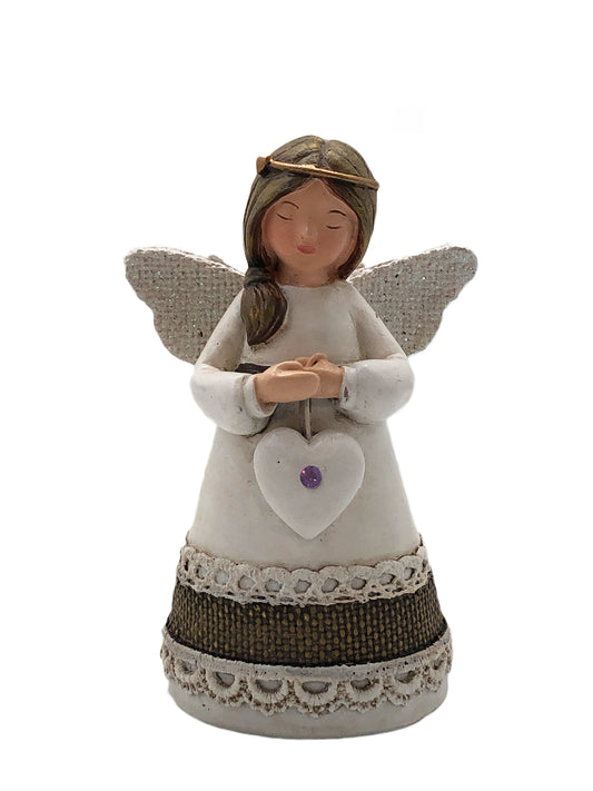 Statue - Little Blessing Angel - Light Amethyst Stone (105mm tall)