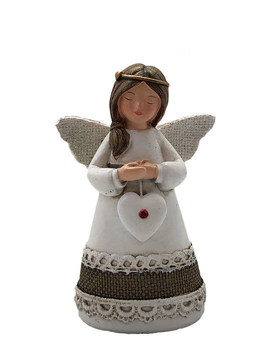Statue - Little Blessing Angel - Ruby Stone (105mm tall)