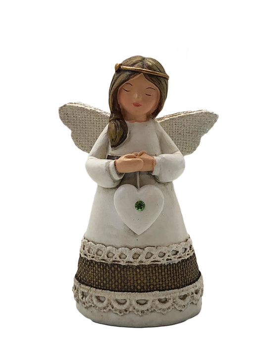 Statue - Little Blessing Angel - Peridot Stone (105mm tall)