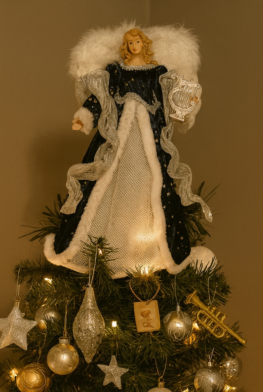 Blue Angel (Resin and Fabric) - Christmas Tree Topper - (400mm High)