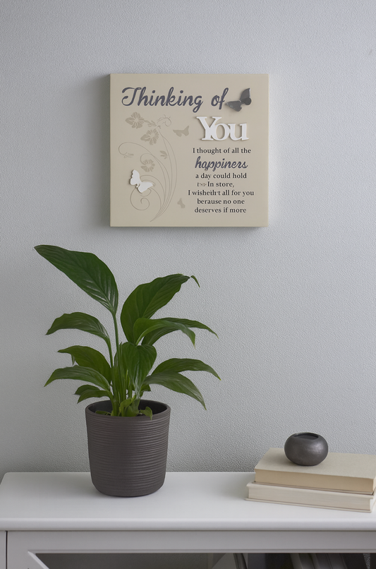 Wooden Block Art - "Thinking Of You" - Free Standing or Wall Mounted (190 x 190mm)