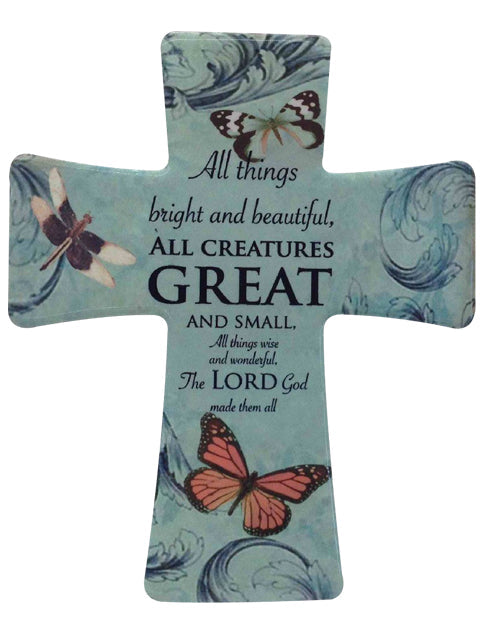 Cross - Standing / Hanging Cross - All Creatures Great and Small (porcelain)