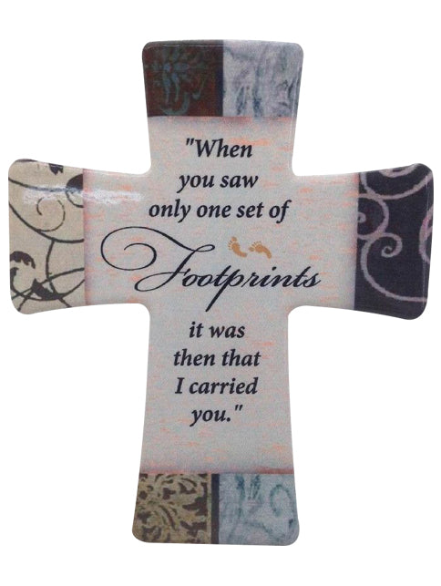 Cross - Standing / Hanging Cross - Footprints (porcelain)