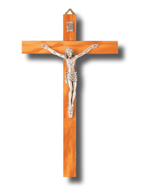 Crucifix 25 - Wall Crucifix - Olive Wood (metal with wooden base)