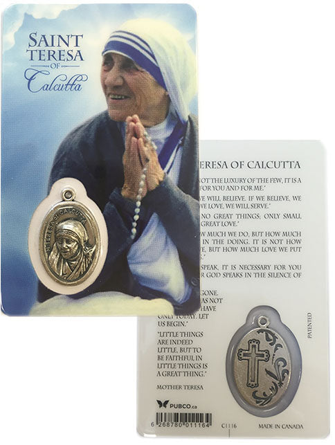 Laminated Card and Medal - Saint Teresa Of Calcutta