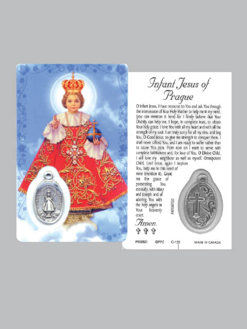 Laminated Card and Medal - Infant of Prague