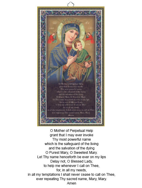 Prayer Plaque - OLPS Our Lady of Perpetual Succour (wooden - hanging)
