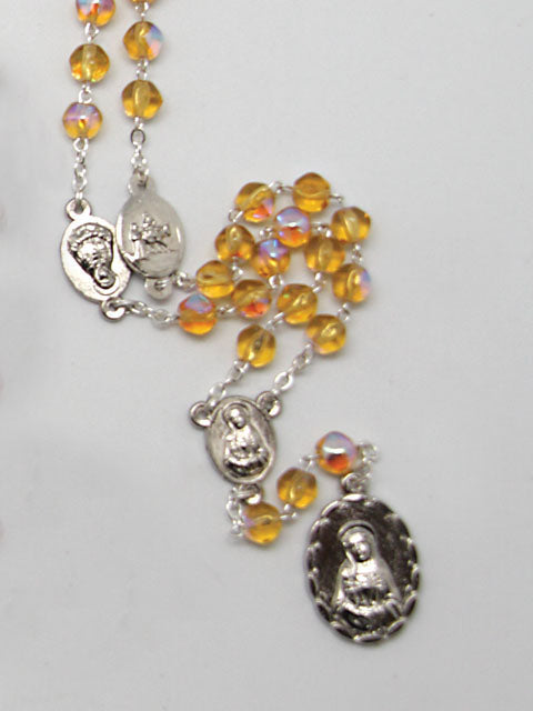 Rosary - (Glass) - Seven Dolor - Yellow (6mm round beads)