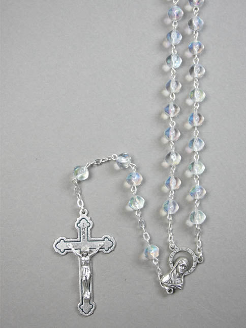 Rosary - (Glass) - Aurora Borealis - Crystal - (6mm round beads)