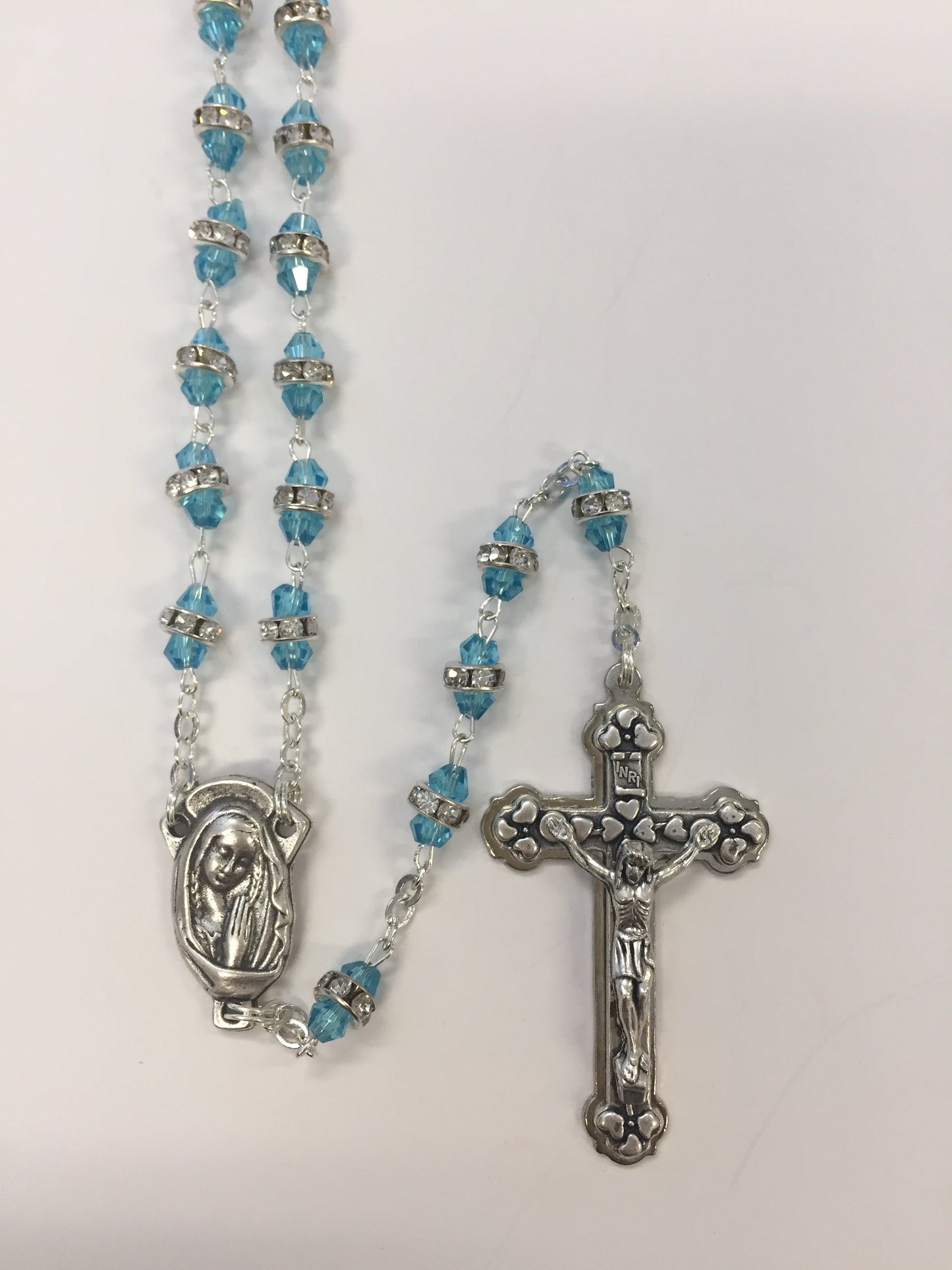 Rosary - Rosary with Diamente (aqua)